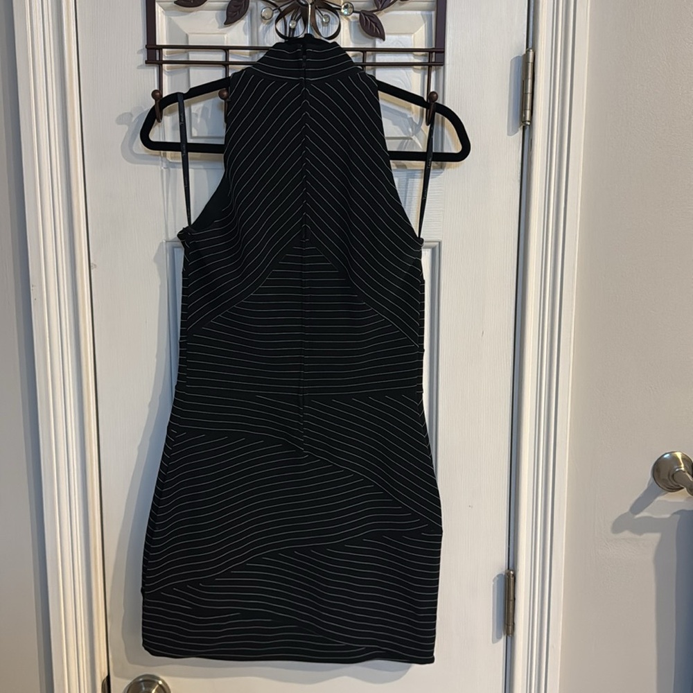 Cach Black Striped Unique Asymmetric Dress - image 6